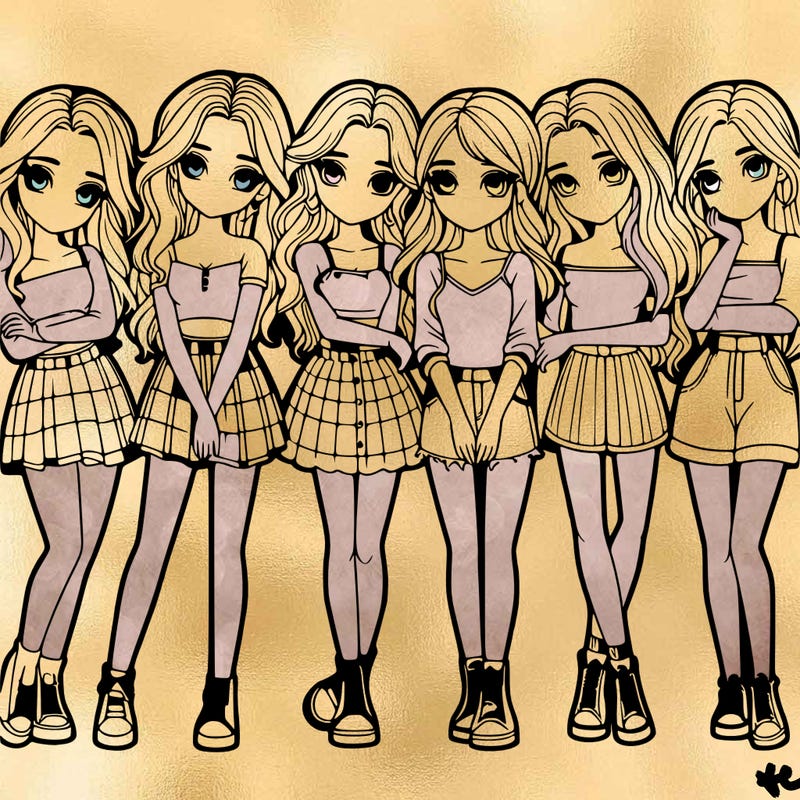 a group of girls realistic