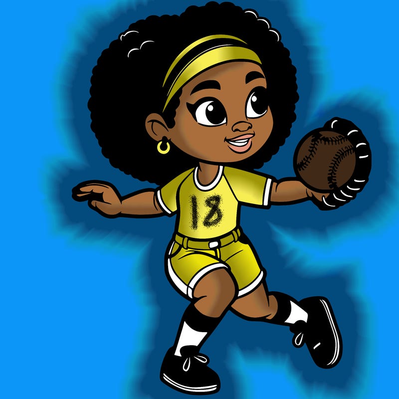 black girl playing softball