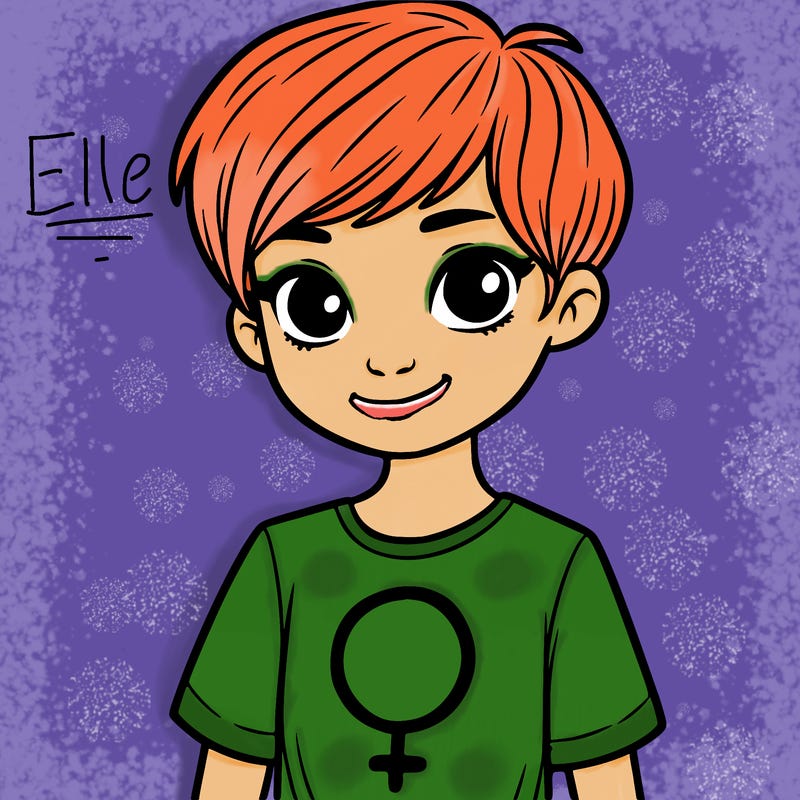 girl with pixie cut and feminist shirt