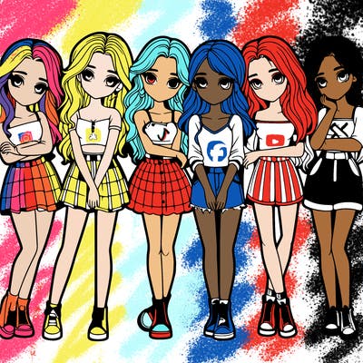 a group of girls realistic