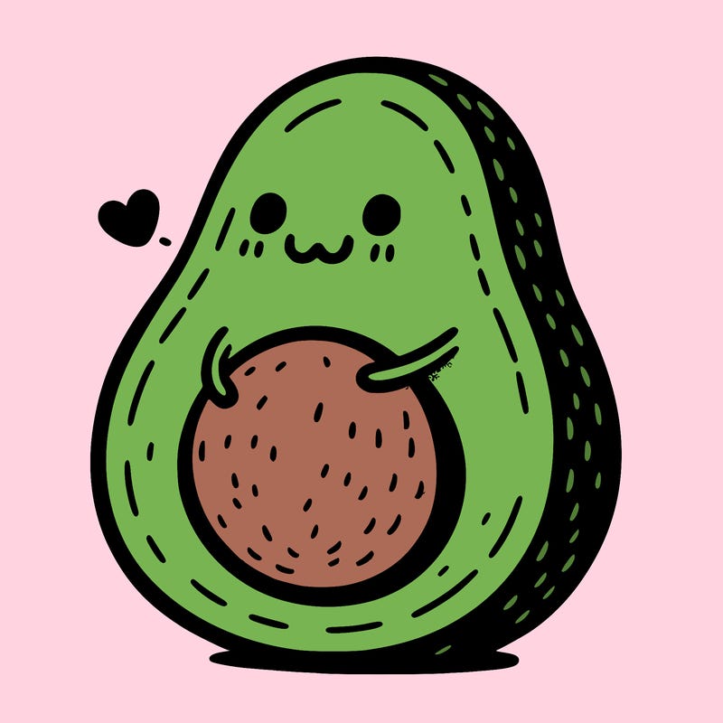 an avocado hugging an avocado