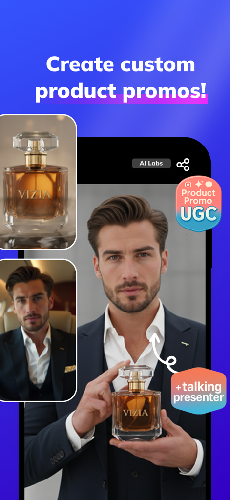 AI generated product promo with a talking presenter for content creators