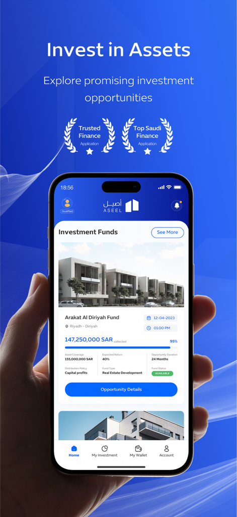 Aseel | أصيل - L'app Aseel mostra fondi e opportunità di investimento immobiliare in Arabia Saudita