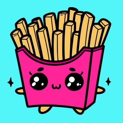 a cute. french fries