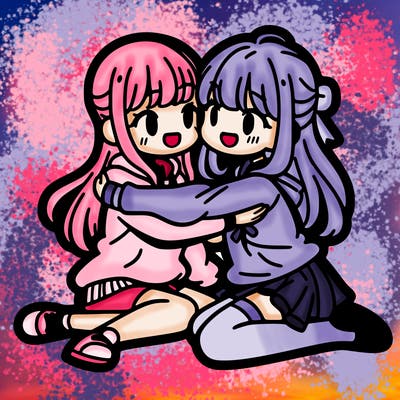two girls cuddle manga
