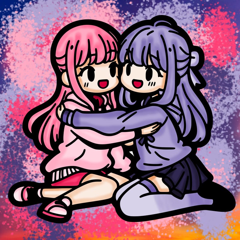 two girls cuddle manga