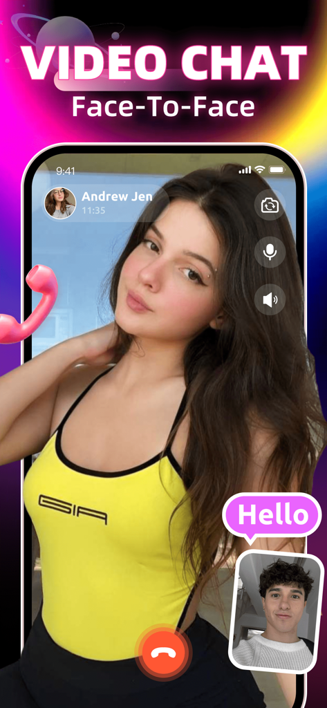 Video Chat，Connect，Share：Olphy - 1v1 high definition video chat interface on the Olphy app