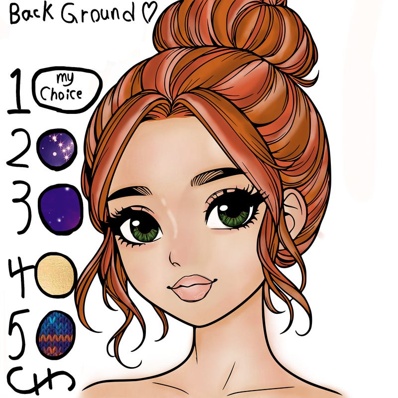 realistic pretty girl with hair in bun