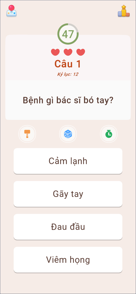 Đố Vui Hại Não - Siêu Trí Tuệ - Vietnamese trivia app interface showing a brain teasing question and answer options