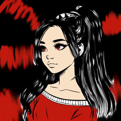 realistic girl with a high ponytail