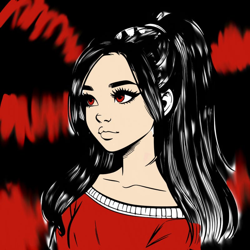 realistic girl with a high ponytail