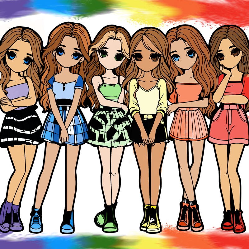 a group of girls realistic