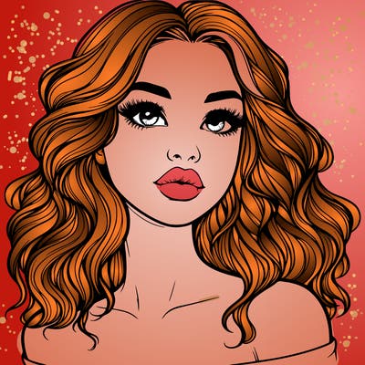 realistic girl with wavy hair and lips
