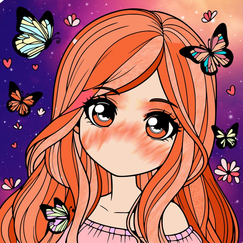 realistic girl with butterflies around her