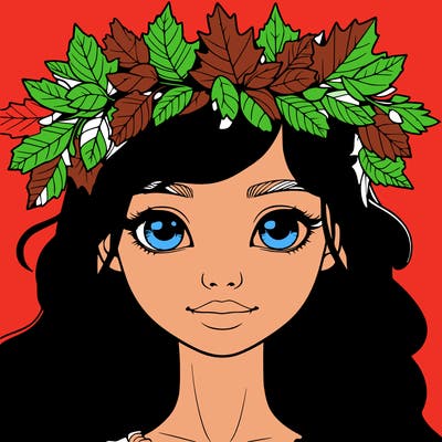 realistic girl with fall leaf crown