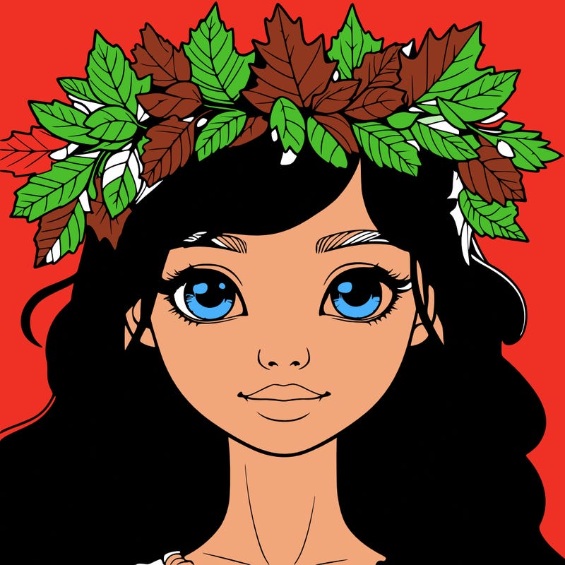 realistic girl with fall leaf crown