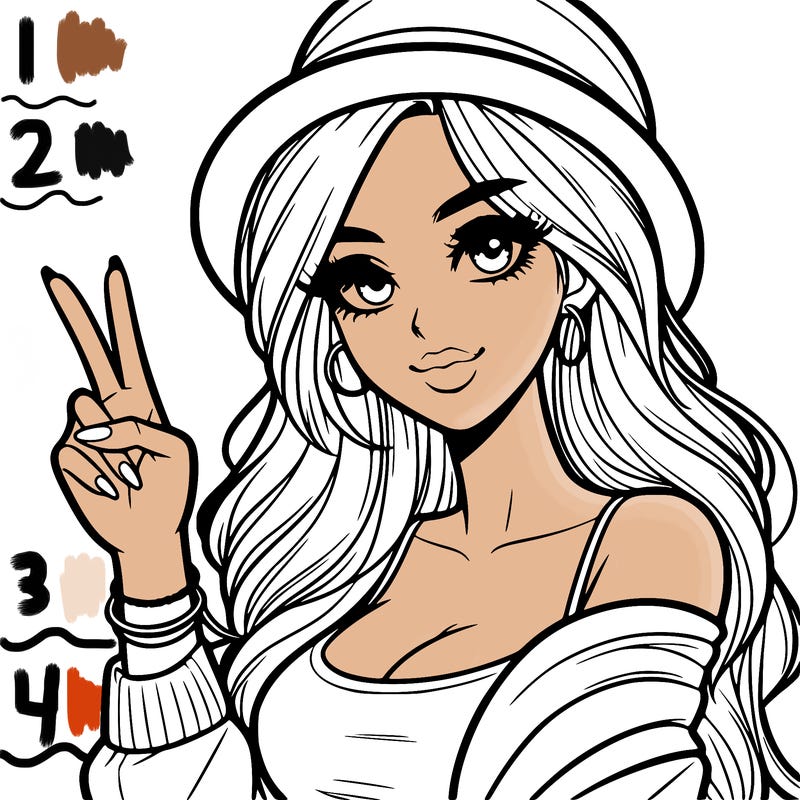 a model holding up the peace sign