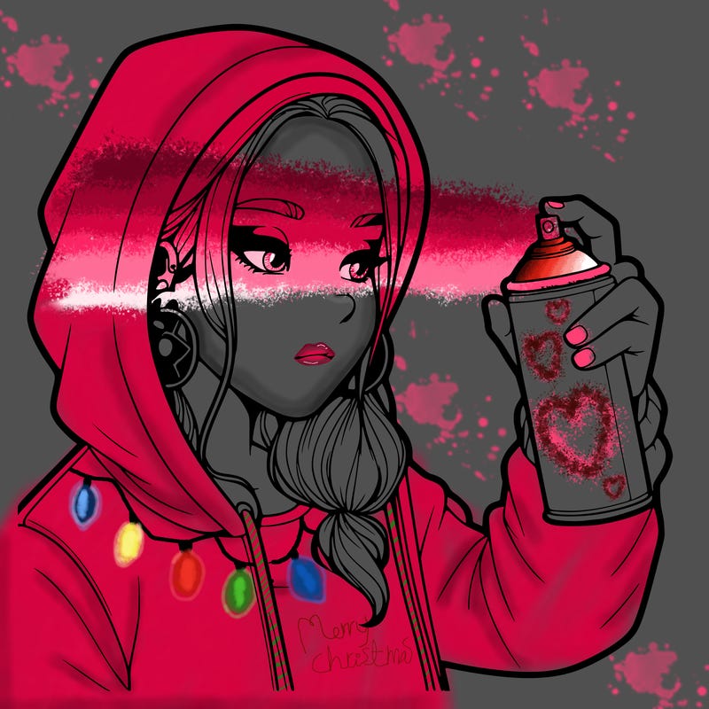 a realistic girl, spray painting