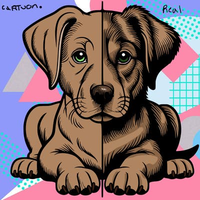 realistic dog split picture