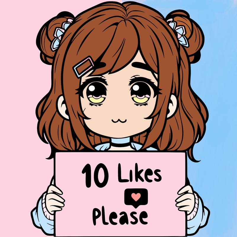 a girl with a sign saying 10 likes please