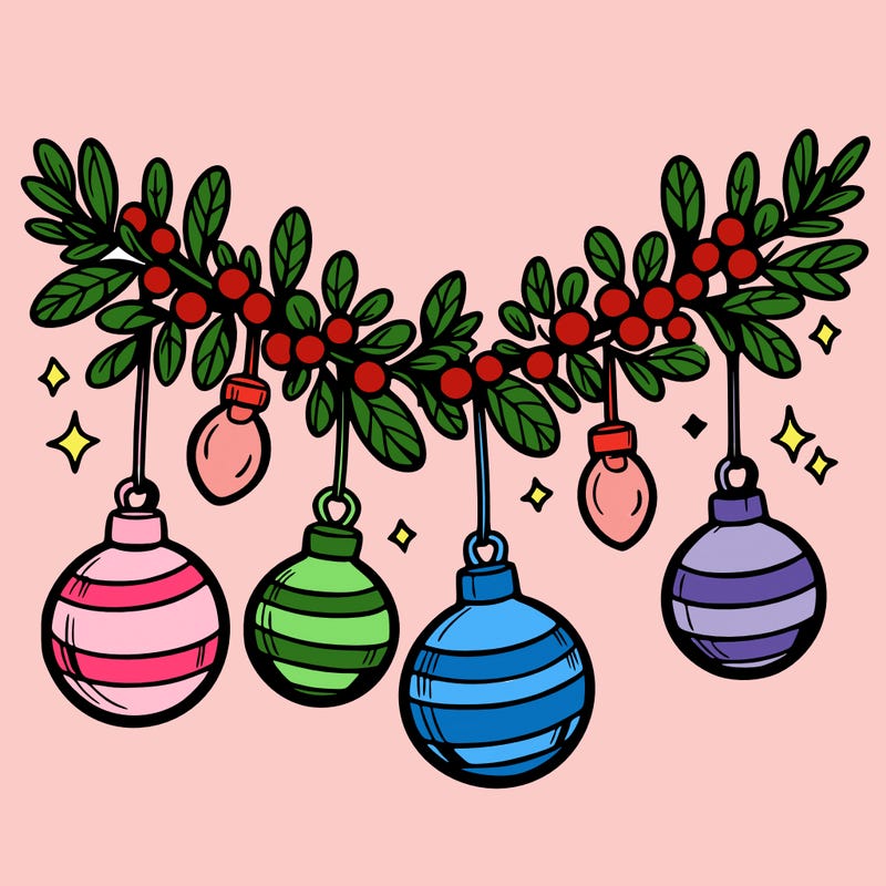 christmas garland with big bulbs