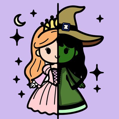 split princess and witch
