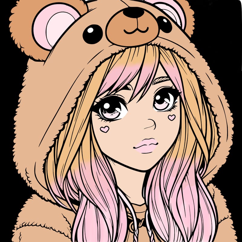 realistic girl in a bear hoodie