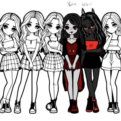 a group of girls realistic