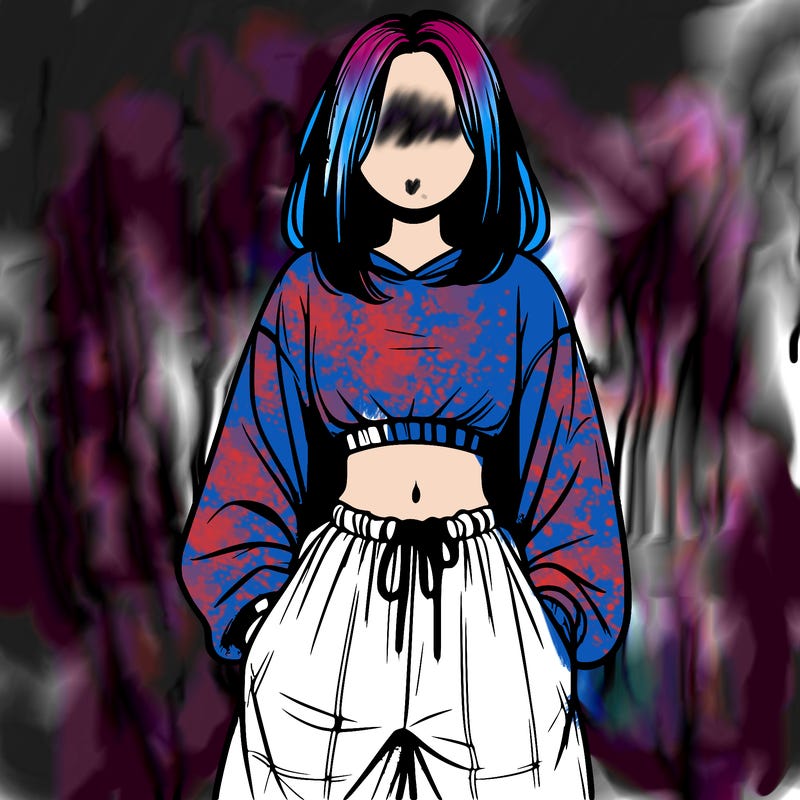 realistic girl faceless with baggy pants and a crop top