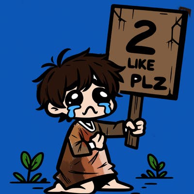 small poor toddler crying with sign that says 2 like plz