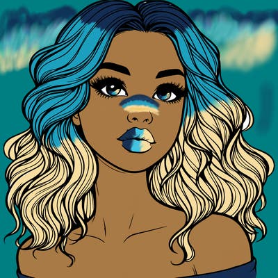 realistic girl with wavy hair and lips