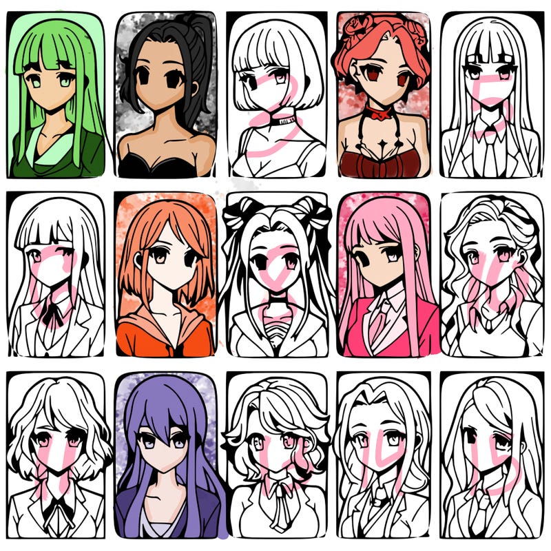 girls that look diffrent anime