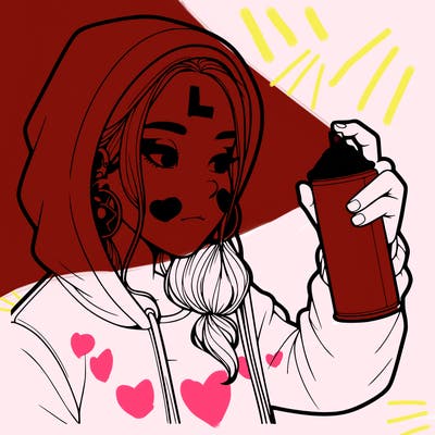 a realistic girl, spray painting