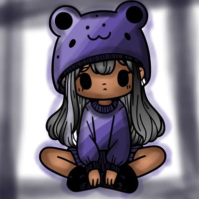 a girl wearing a frog hat and some frog socks