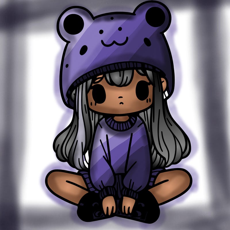 a girl wearing a frog hat and some frog socks