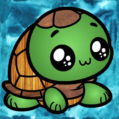 cute little animated turtle