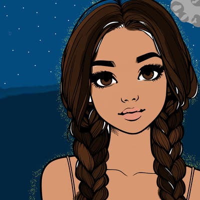 realistic girl with braids