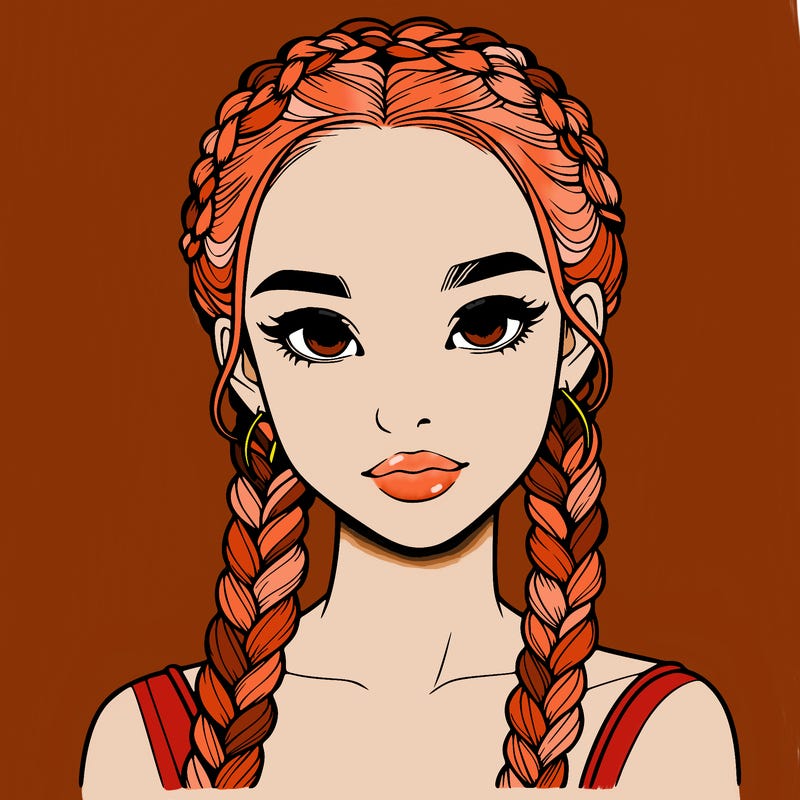 realistic girl with braids