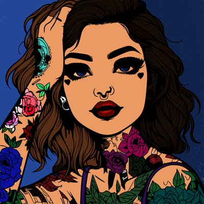 realistic girl with tattoos all over