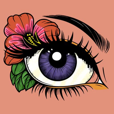 realistic eye with flower