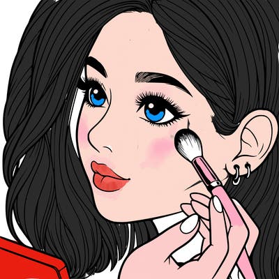 a realistic girl doing her makeup