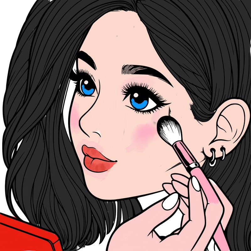 a realistic girl doing her makeup