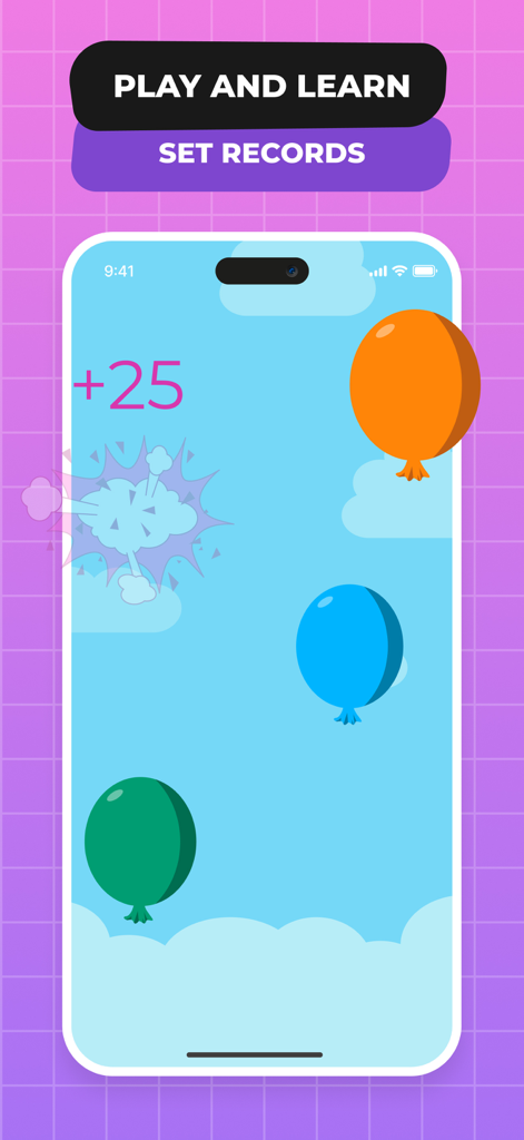 Matsy Abacus - A colorful educational game screen from Matsy Abacus featuring balloons and scoring for mental math practice