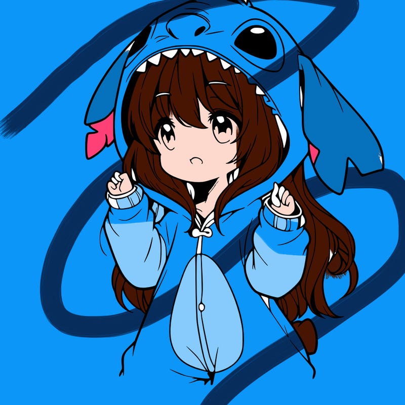 anime girl in a stitch onsie