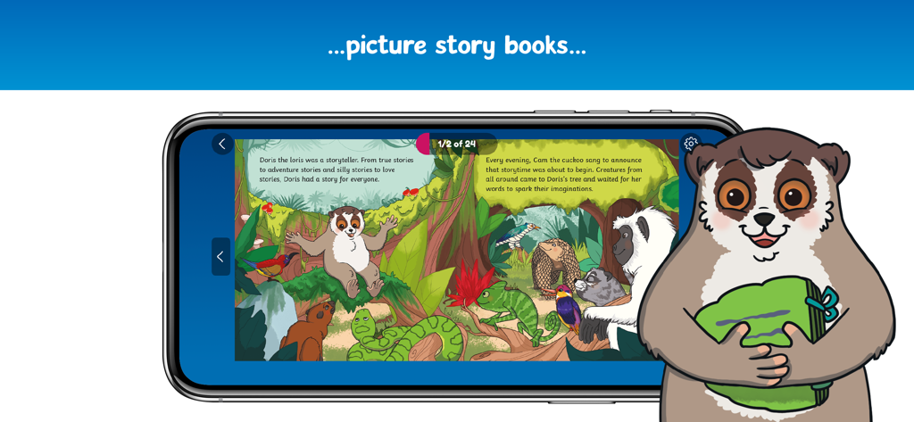 Twinkl Originals - Twinkl Originals app displaying an illustrated picture story book on a smartphone screen.