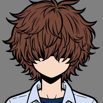 manga boy fluffy hair covering his eyes