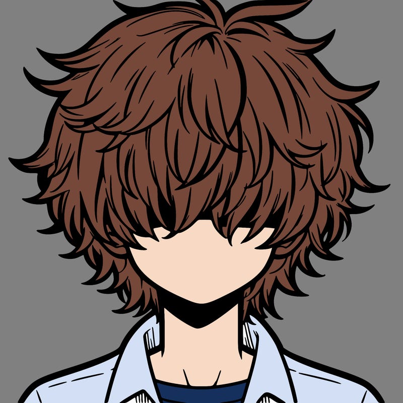 manga boy fluffy hair covering his eyes