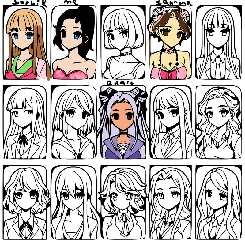 girls that look diffrent anime