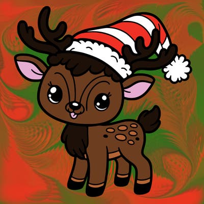 christmas reindeer with santa hat