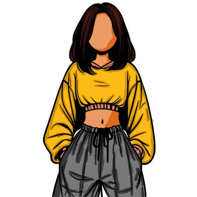 realistic girl faceless with baggy pants and a crop top